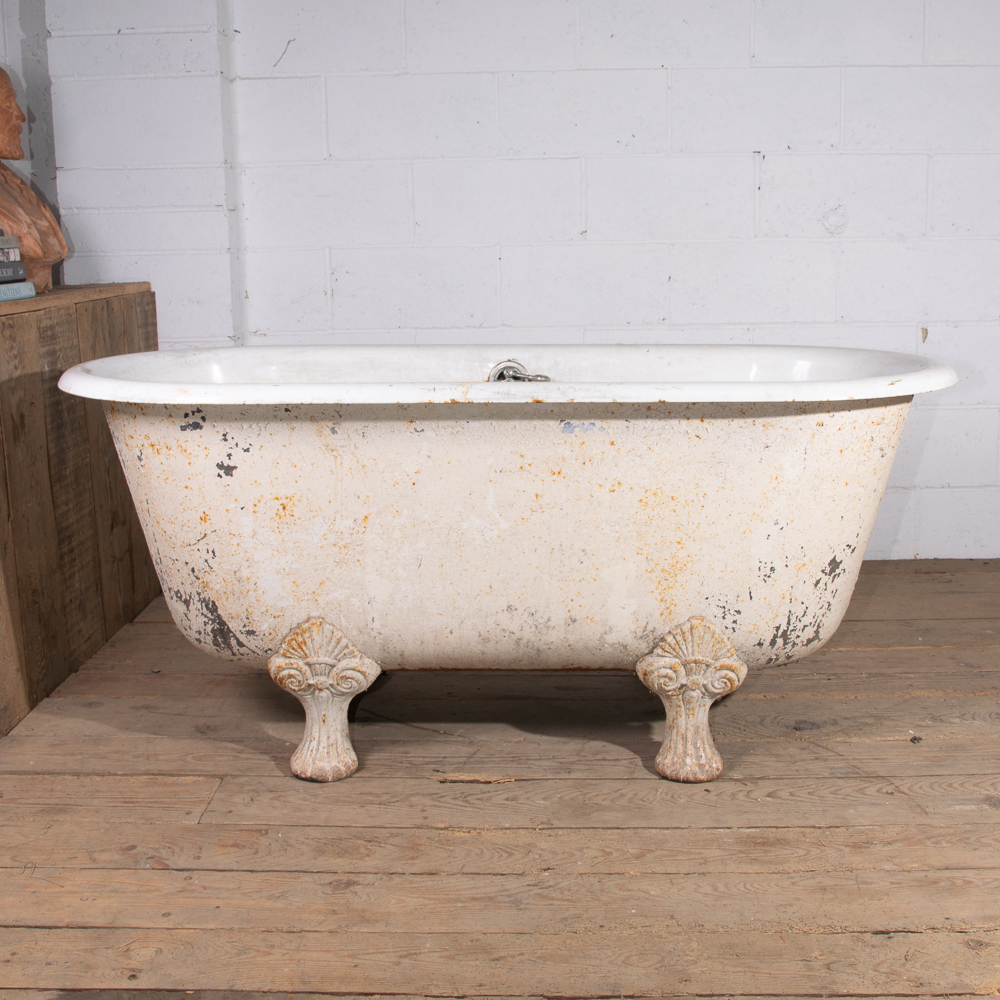 Antique French Cast Iron Lionfoot Bath-14