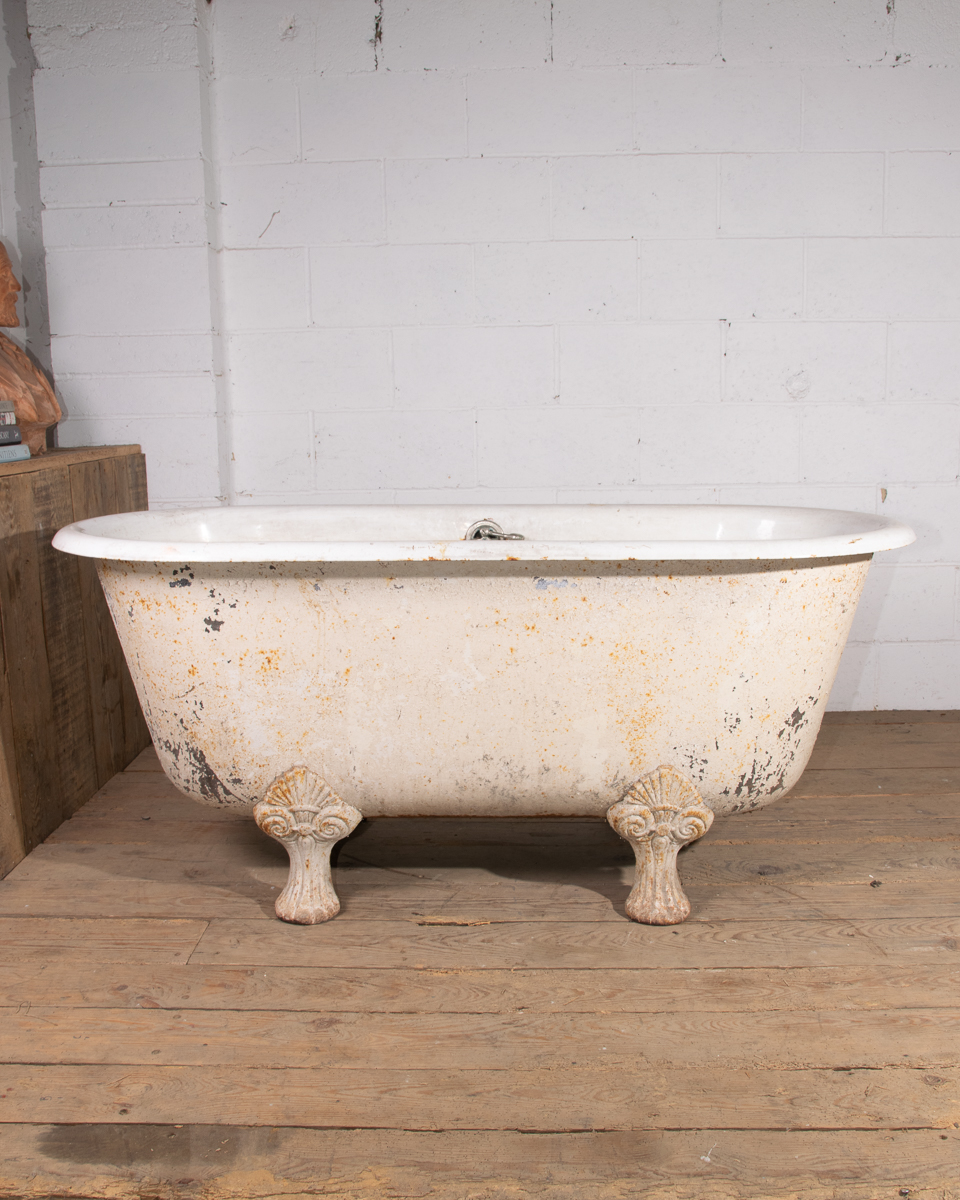 Antique French Cast Iron Lionfoot Bath-2