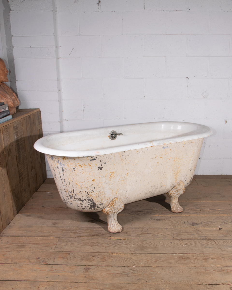 Antique French Cast Iron Lionfoot Bath-4