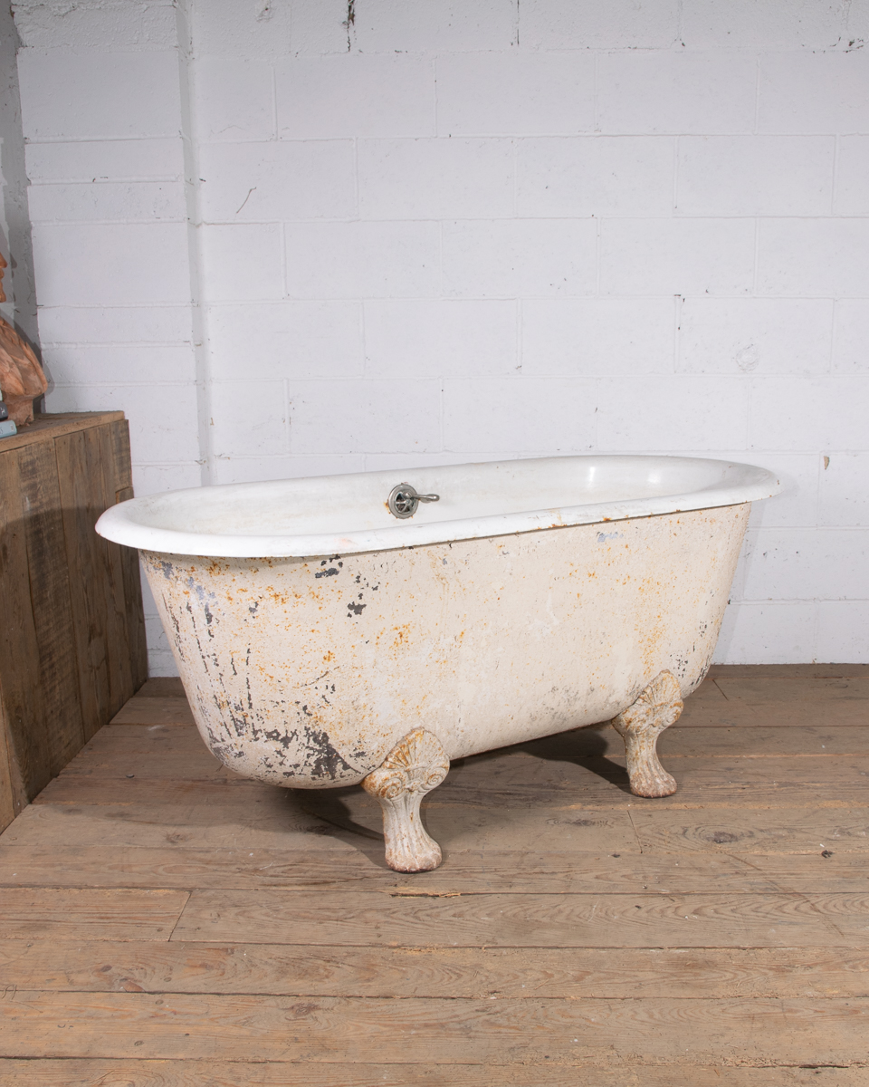 Antique French Cast Iron Lionfoot Bath-5