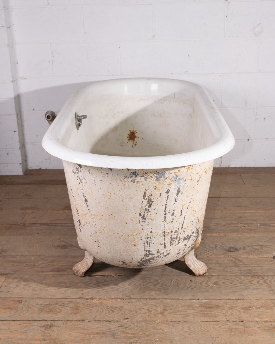Antique French Cast Iron Lionfoot Bath-6