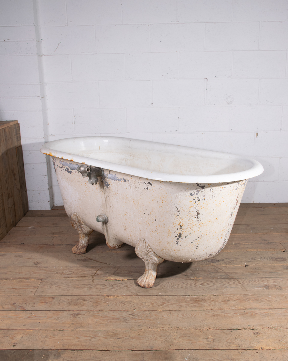 Antique French Cast Iron Lionfoot Bath-8