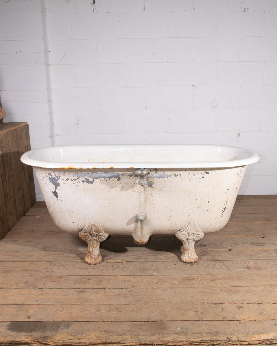 Antique French Cast Iron Lionfoot Bath-9